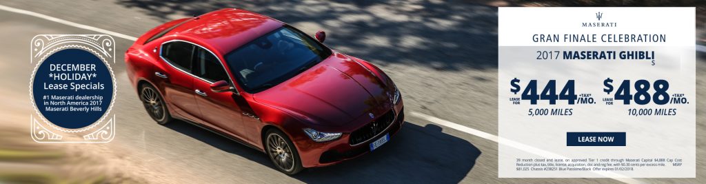 New Maserati Ghibli S lease specials available at Beverly Hills Maserati near Burbank New Maserati Ghibli S lease specials available at Beverly Hills Maserati near Burbank